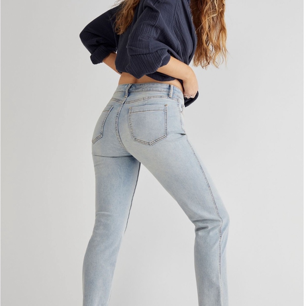 Free People CRVY High Rise Vintage Stovepipe Light Blue Women's Jeans
